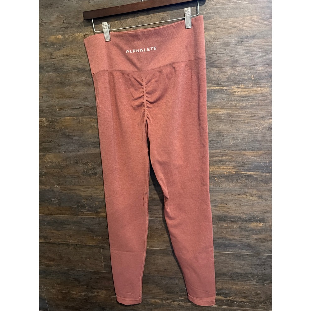 Alphalete Amplify Leggings Mauve Pink Marl High Waist Scrunch Bum 2XL